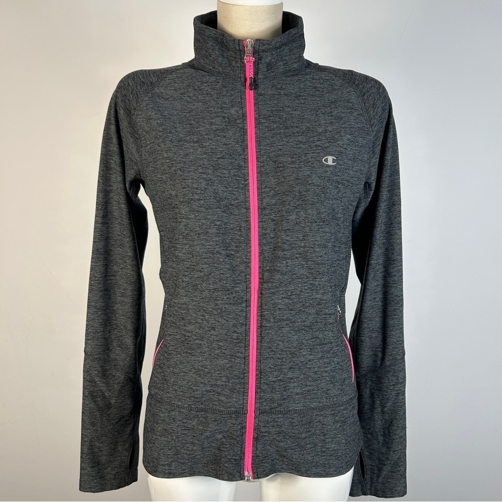 ❤️ Champion Women's Gray Light Athletic Jacket with Pink Accents M